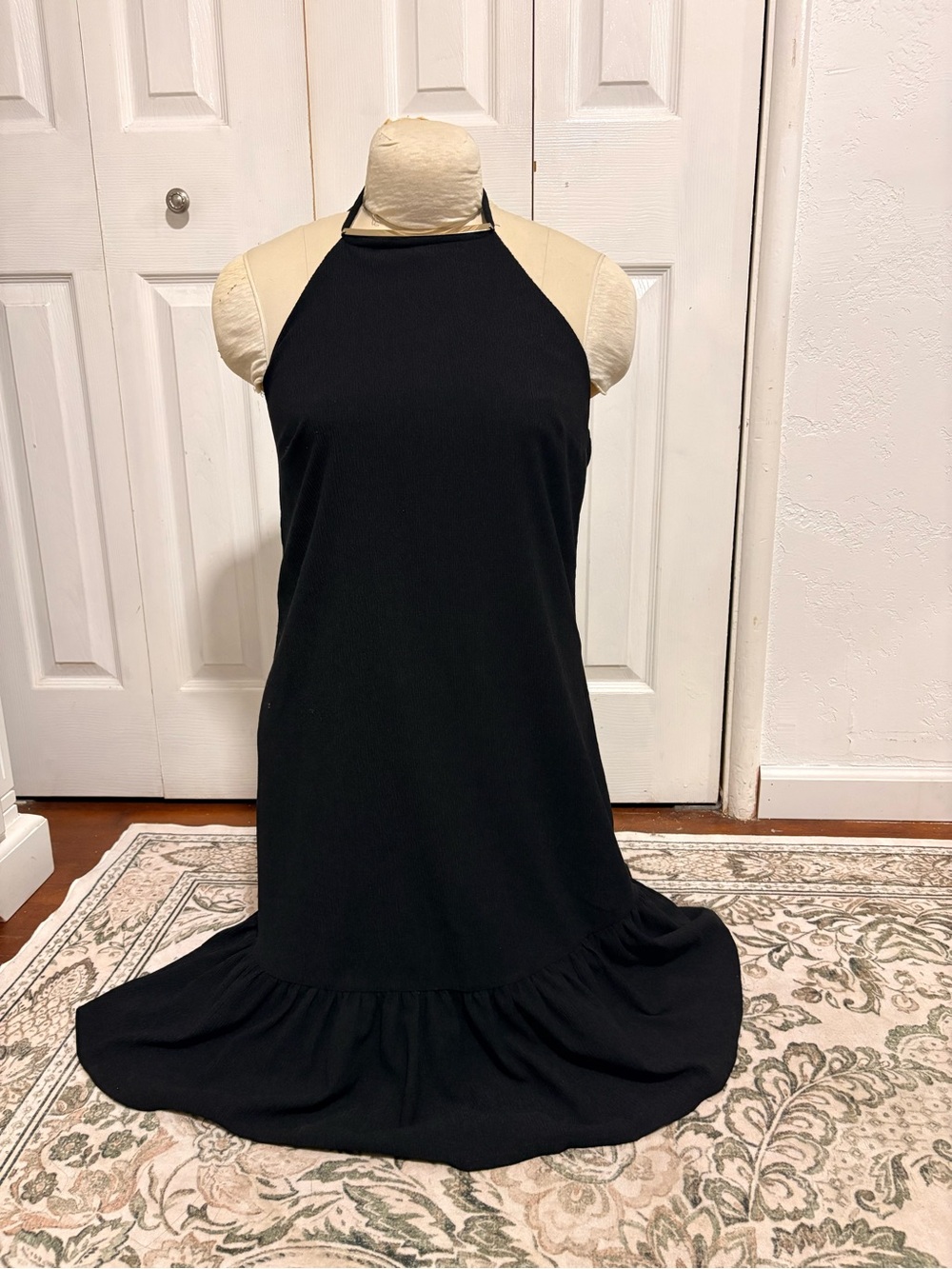 INC International Concepts Black Halter Maxi Dress with Flared Hem
